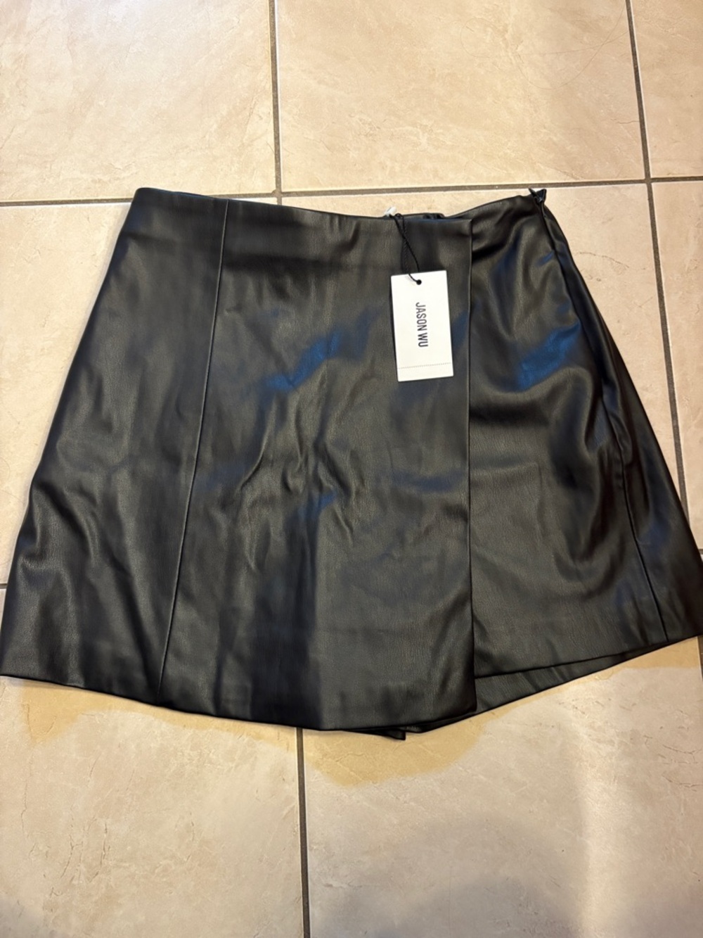 Jason Wu Black Faux-Leather A-Line Mini Skirt